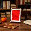 Marco de Fotos Color Rojo Seco con Esquinas de Cobre Imitación, Acabado de Alta Gama, Personalizable para Retratos Familiares, Marco Vacío para Montaje, Colgante de Pared, Marco para Pintura China