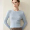 Novo Suéter de Caxemira Pura Outono/Inverno 2026 para Mulheres, Suéter de Tricô Pulôver Slim Fit Gola Redonda, Blusa de Manga Longa Básica