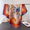 Nuevo Color Nacional Peonía Seda Imitación Alta Gama Estampado Bufanda Cuadrada Grande Bufanda de Seda Chal Pañuelo para la Cabeza Protector de Cuello Bufanda para el Cuello Bufanda Decorativa