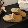 Sapatos Birkenstock com flocos sapatos de pelo feminino vestuário de exterior 2026 novo estilo inverno slip-on bico fechado meias-sandálias Birken chinelos de algodão