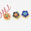 Cloisonné Flor Azul Queimada Gotejamento de Óleo Xiangyun Banhado a Ouro Pedal Rocker Pulseira Pingente Acessórios DIY Pingente
