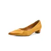 Sapatos Casuais Femininos para Todas as Estações, Sapatos Femininos de Couro Bovino Lavado, Salto Médio, Tamanho Grande, Bico Fino, Slip-On, Tamanho 42, Sapatos de Couro Genuíno