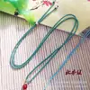 Colar Tecido Corda Mambo Azul Nebuloso 8*3 Fio de Corda Fivela Deslizante de Liga Comprimento Ajustável Cordão com Pingente de Esmeralda para Homens e Mulheres