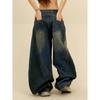 Jeans para Hombre Lavados Estilo Vintage, Pantalones Rectos de Pierna Ancha Sueltos Estilo Retro Americano, Pantalones Geniales Estilo Calle