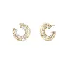 Pendientes de Aro C con Diamantes de Lujo Ligero para Mujer, Diseño Personalizado Exquisito de Gama Alta, Aros de Moda, Estilo Sencillo de Nicho para el Trabajo, Elegantes para Mujer