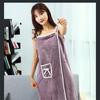 Toalla de Baño Vestible para Mujer, Vestido de Baño con Correa, Bata de Baño, Bata de Baño, Absorbente, Secado Rápido, No Suelta Pelusa, Se Puede Envolver, Toalla de Baño Vestible