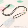Lanyard de Flor Mandala Tejido a Mano Jade Ágata Cristal Colgante Cuerda de Collar Ajustable Jade Pei Lanyard Dorado