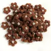 Em estoque artesanal crochet puff flor flor de lã DIY grampo de cabelo acessórios corpete saco de roupas acessórios flor