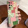 Amazon Lista Funda de Teléfono Patchwork a Cuadros Retro Samsung S25Ultra Agujero de Precisión Cubierta Protectora A54 Funda Anticaída