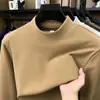 Camiseta masculina de gola redonda e manga longa transfronteiriça, segunda pele térmica de fleece escovado outono/inverno, top casual e versátil para homens