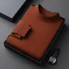 Nuevo Suéter Delgado de Seda de Morera + Lana de Oveja de Cuello Alto Largo para Hombre Camiseta Interior de Punto para Hombre Lana t