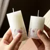 Velas Cilíndricas Estampadas de Lavanda, Castiçais de Casamento, Decoração de Ambiente Romântico para Jantar à Luz de Velas em Casa