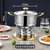 Mini Olla Caliente Individual de Acero Inoxidable 304 de Gama Alta Comercial con Estufa Ecológica de Alcohol y Aceite para Uso Doméstico, Una Olla por Persona para Autoservicio