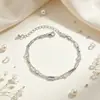 Joia de Pé de Metal Redonda Tubo Empilhável Moda Cruzada Europeia e Americana para Mulheres Simples Praia Cristal Falso Strass Tornozeleira