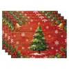 Manteles individuales navideños más vendidos transfronterizos, nueva serie de muñeco de nieve y renos, tapetes resistentes al calor, lino Amazon
