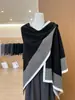 Manta xale em blocos de cor estilo francês, suéter de tricô quente, cachecol grande para mulheres, peça de outer wear, aquecedor de pescoço, top de alta qualidade, estiloso