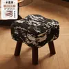 Taburete para Uso en Casa, Taburete Bajo para Sala de Estar, Taburete para Sofá, Banco de Madera Maciza, Taburete para Cambiarse los Zapatos en la Entrada, Taburete Creativo con Asiento Acojinado Suave, Taburete de Madera Simple