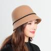 Outono e inverno lã nova moda feminina equestre cap ao ar livre quente lazer viagem cinto fivela pequena bacia chapéu atacado