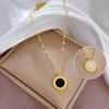 [Acero de titanio de cuerpo completo] Collar de oro real de horno de fritillaria de doble cara romano para mujer con accesorios de cadena de clavícula roja de red
