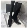 Nuevas botas de caña alta elegantes de tacón de aguja estilo coreano, de punta, elásticas, ajustadas, para otoño e invierno, botas largas por encima de la rodilla para mujer en tallas grandes