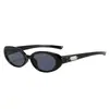 Mismo Estilo que las Gafas de Sol de Colaboración con Celebridad de Internet, Montura Pequeña Ovalada, Estilo Coreano, Estilo Urbano de Gama Alta para Mujer, Gafas con Lazo para Hombre, PC Estilo Coreano