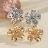 Pendientes de Metal Europeos y Americanos Estilo Brillante Florales Multicapa Moda Transfronteriza Pendientes Sencillos de Pétalos Pendientes de Gama Alta para Mujeres