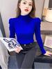 Suéter de Punto Grueso con Mangas Abullonadas y Cuello Medio Alto Nuevo Otoño e Invierno 2024 para Mujer Camisa Base Distintiva Top Interior Tendencia