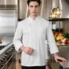 Uniforme de trabalho de chef, de manga comprida, para outono e inverno, adequado para hotéis, restaurantes ocidentais, cozinhas de apoio, padarias e refeitórios; roupas de trabalho respiráveis para homens e mulheres na cozinha