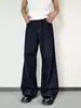 Calça jeans azul retro americana para homens, estilo high-street, adequada para primavera e outono, levemente bootcut, perna reta, calça comprida, calça casual versátil de perna larga