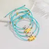 Popular Transfronteiriço Nicho Simples Moda Pulseira de Corda Azul Design Vilão do Amor Pingente Redondo Pulseira de Aço Inoxidável Tendência