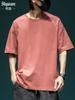 280g Pesado Camiseta de manga curta masculina algodão puro solto camiseta da moda 2022 nova cor sólida all-match masculino meia manga