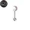F136 Aleación de Titanio Uña para Ceja Forma de Corazón Incrustada Circonita Flor de Luna Uña para Ceja G23 Artículos para Piercing Mayoreo