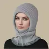 Gorro con capucha de una pieza de invierno para mujer para madres de mediana edad y mayores, forro grueso de forro polar para abrigar, gorro de lana para ciclismo, polaina cortavientos para el cuello, gorro de punto