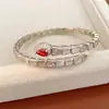 Pulsera Abierta Única y de Nicho con Incrustaciones de Circonita y Nácar con Forma de Serpiente, Pulsera de Moda Elegante y Estilosa, Joyería de Lujo Ligero de Alta Gama al por Mayor