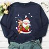 Populares Europeos y Americanos 2025 Nuevas Sudaderas Redondas de Moda para Hombre y Mujer con Estampado de Papá Noel, Renos y Regalos