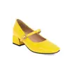 Sapatos femininos de bico quadrado moda europeia e americana fivela sapatos Mary Jane salto médio sapatos femininos tamanho 28-52 sapatos de comércio exterior