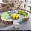 Estante de Livros para Biblioteca Escolar Sofá Combinação Curva Criativa Formato Área de Leitura Estante Armazenamento Área de Descanso Banco