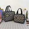 Bolsa de Maquillaje con Estampado de Espiga y Letra R, Bolso Cosmético Portátil de Gran Capacidad a la Moda, Bolso de Mamá para Almacenamiento en Viaje