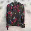 Camisa Estampada para Mujer Dama 95% Poliéster + 5% Spandex Manga Larga Camisa de Doble Botonadura Blusa Casual Femenina
