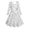 Vestido infantil de manga longa com estampa digital 3D transfronteiriço, estilo esboço preto e branco, simples, casual, vestido de princesa, camisola