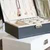 Caja de Joyería de PU de Doble Capa de Gran Capacidad Caja Portátil de Cuero para Guardar Joyas Caja para Joyería de Collares, Anillos, Relojes