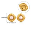 Pendientes de Acero Inoxidable con Baño de Oro de 18 Quilates, Estilo Retro Francés, Flor y Perla, Lujo Ligero, Sentido de Alta Gama, Pendientes Estilo Ins para el Cabello