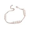 Perla Natural Retro Artístico Combinable Moda Viajero Pulsera de Perlas de Agua Dulce Doble Capa Diseño Original Personalidad