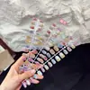 30 Piezas de Manicura Glaseada Ojo de Gato, Pequeñas Frescas de Dibujos Animados Lindas Estilo Ins Uñas Cortas Ojo de Gato Hechas a Mano Portátiles