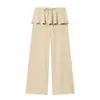 Saia Curta Estilo Europeu e Americano com Barra Top de Alcinha Calça Pantalona de Cintura Média com Decoração em Camadas Conjunto Feminino