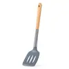 Espátula de Silicona para Freír con Mango de Madera al por Mayor, Espátula Antiadherente, Espátula para Cocina Casera, Espátula Resistente a Altas Temperaturas, Cuchara para Sopa Anti-quemaduras, Utensilios de Cocina