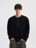 Xbro Sudadera de Manga Larga con Media Cremallera y Cuello Redondo, Textura Minimalista Estilo Coreano, Camiseta Base Otoño 2025