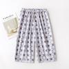 Calça de Pijama de Gaze Masculina Primavera e Verão Casa Plus Size Shorts Algodão Fino Solto Calça Capri Fornecimento Direto da Fábrica Respirável