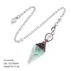 Colgante de péndulo de cristal de bronce antiguo personalizado estilo europeo y americano cono hexagonal forma de diamante yoga meditación frecuencia ajustable péndulo de resina