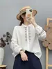 Colección Otoño 2026 Blusa de Gasa de Doble Capa Bordada Fresca para Mujer Camisa de Manga Larga Moda Femenina Venta al por Mayor Moderna